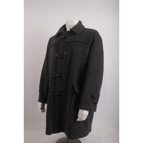 Burberry London Mens Wool Duffle Toggle Coat IT 52 US 42 Gray Nova Check Plaid - Picture 3 of 10